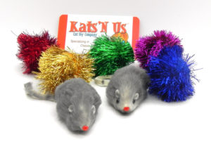 Glitter pom pom and rabbit fur Mouse cat toy pack